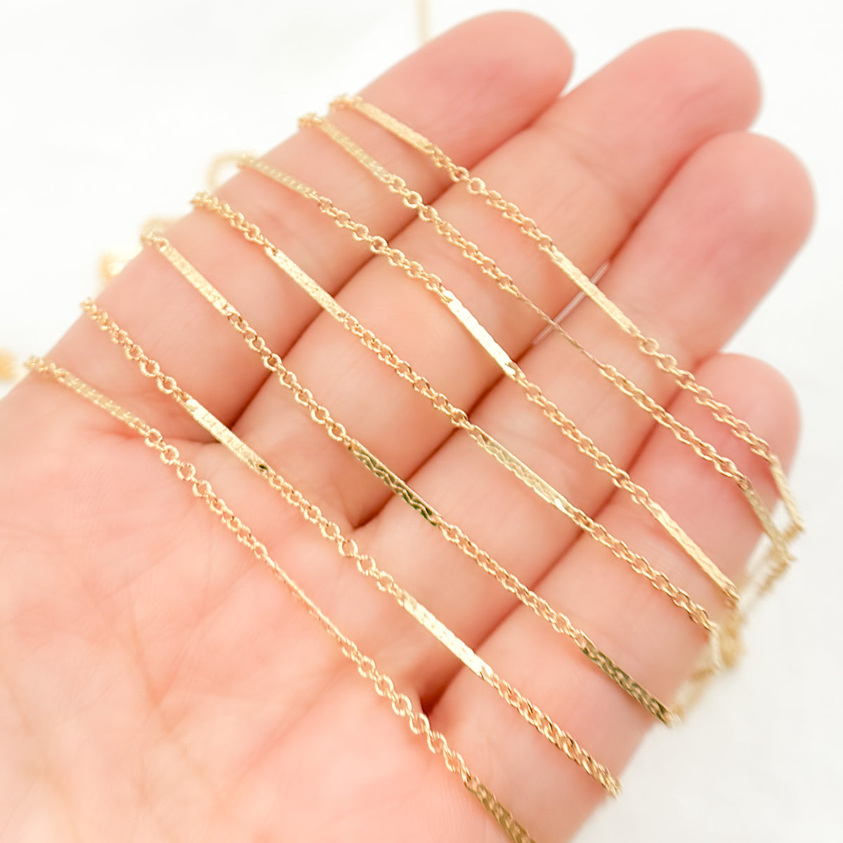 14K Gold-Filled Cable and Bars Chains