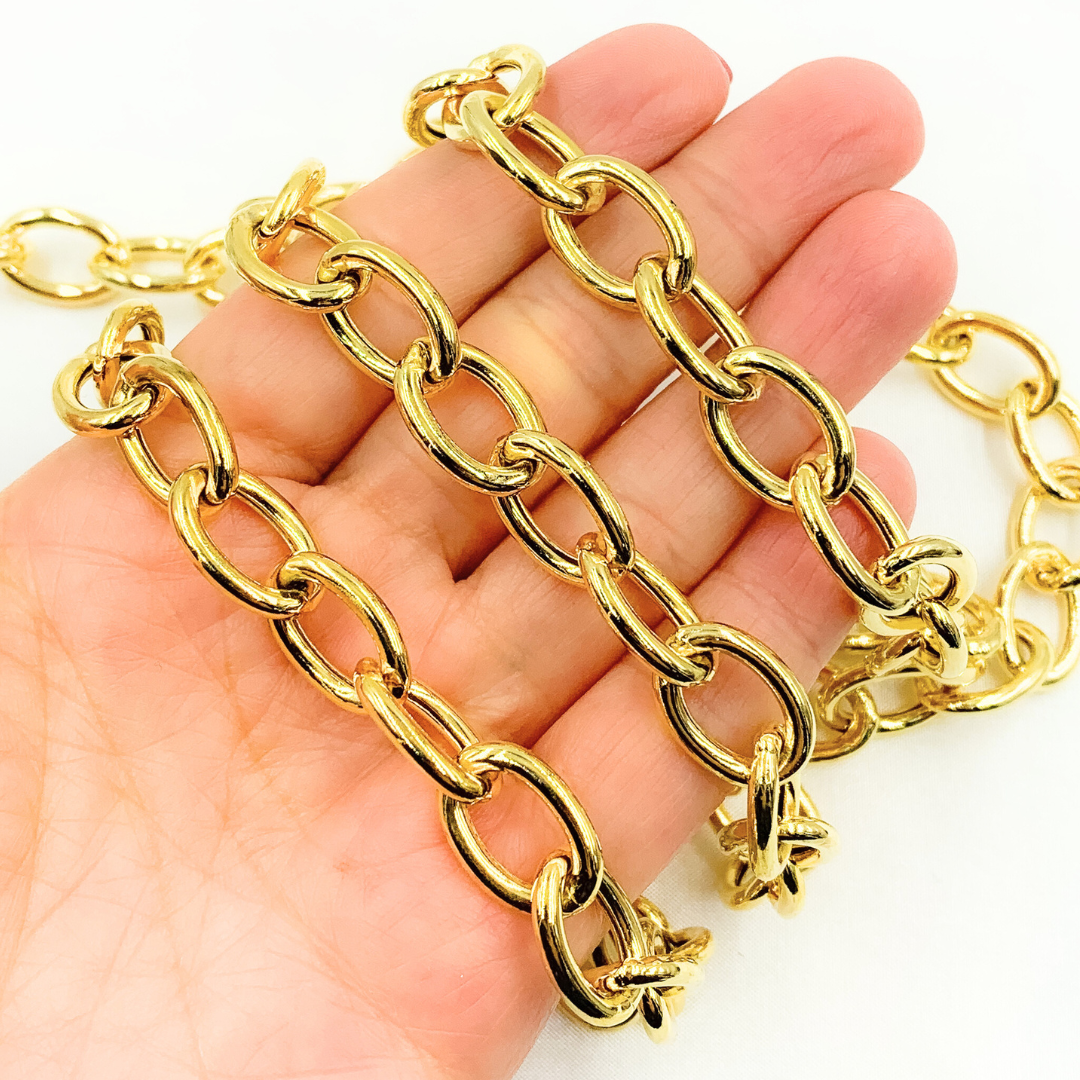 Y89GP. Gold Plated 925 Sterling Silver Smooth Oval Link Chain
