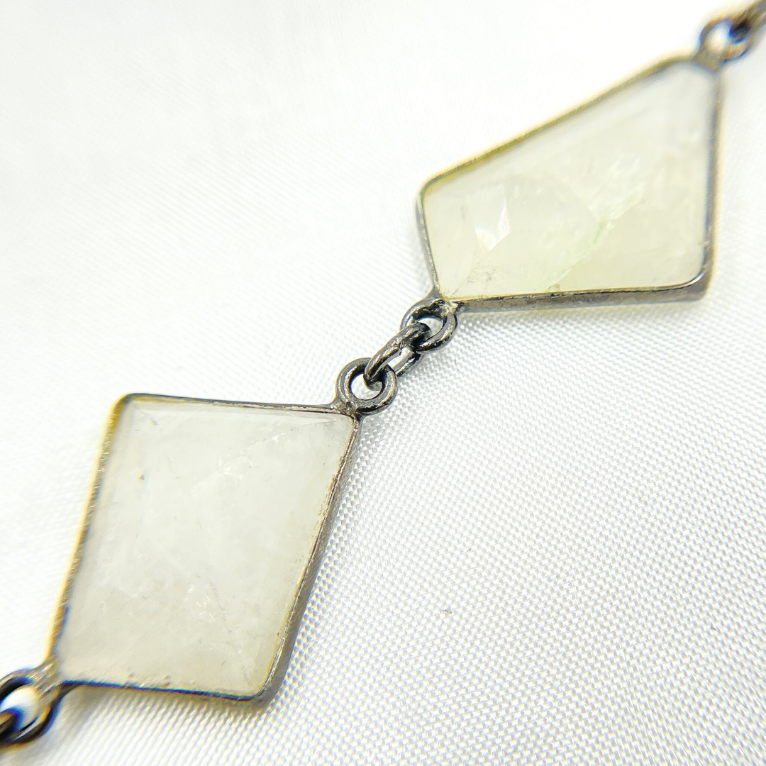 White Moonstone Fancy Shape Bezel Chain.