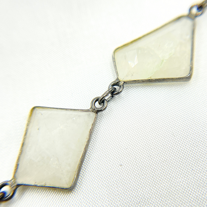 White Moonstone Fancy Shape Bezel Chain.