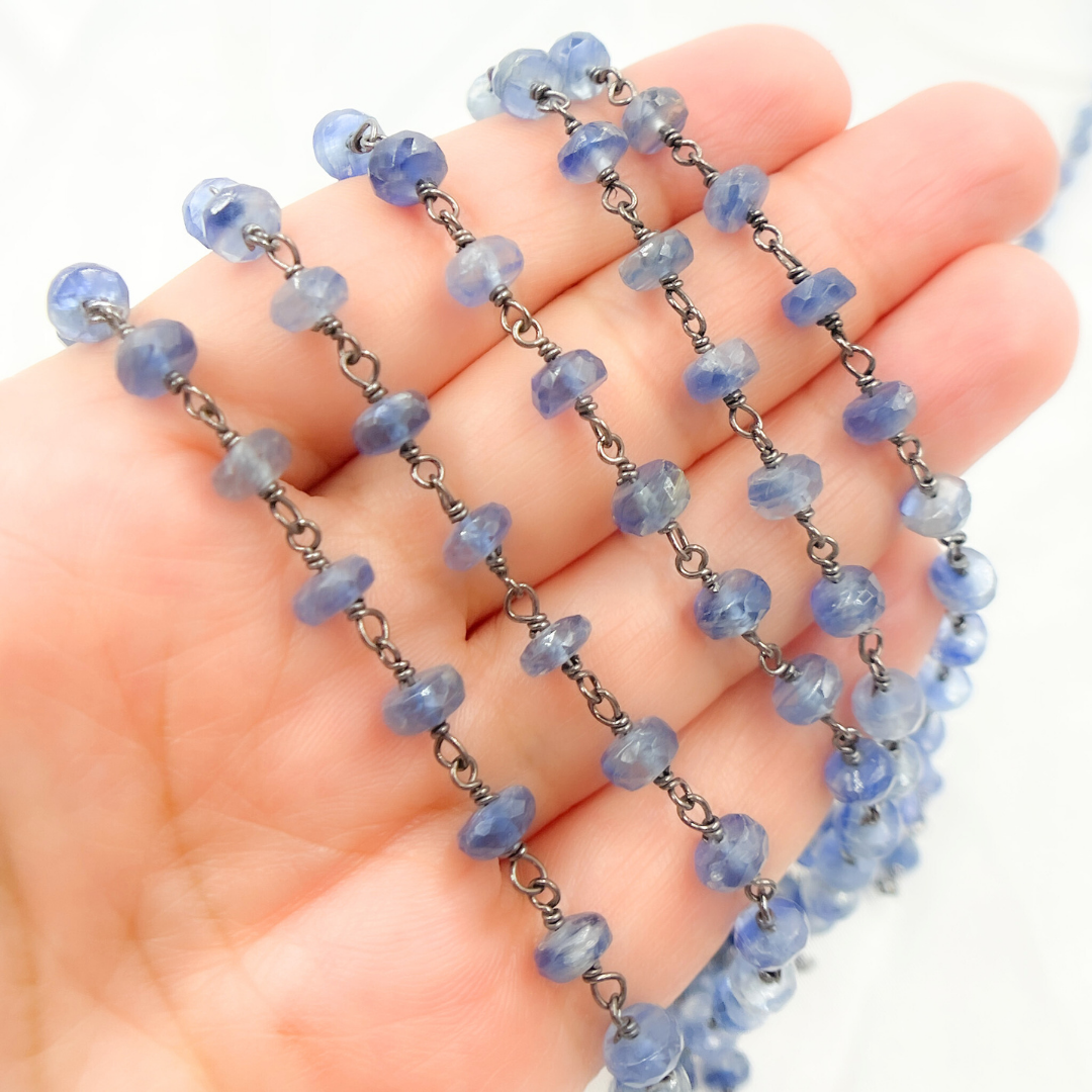 Kyanite Oxidized 925 Sterling Silver Wire Chain