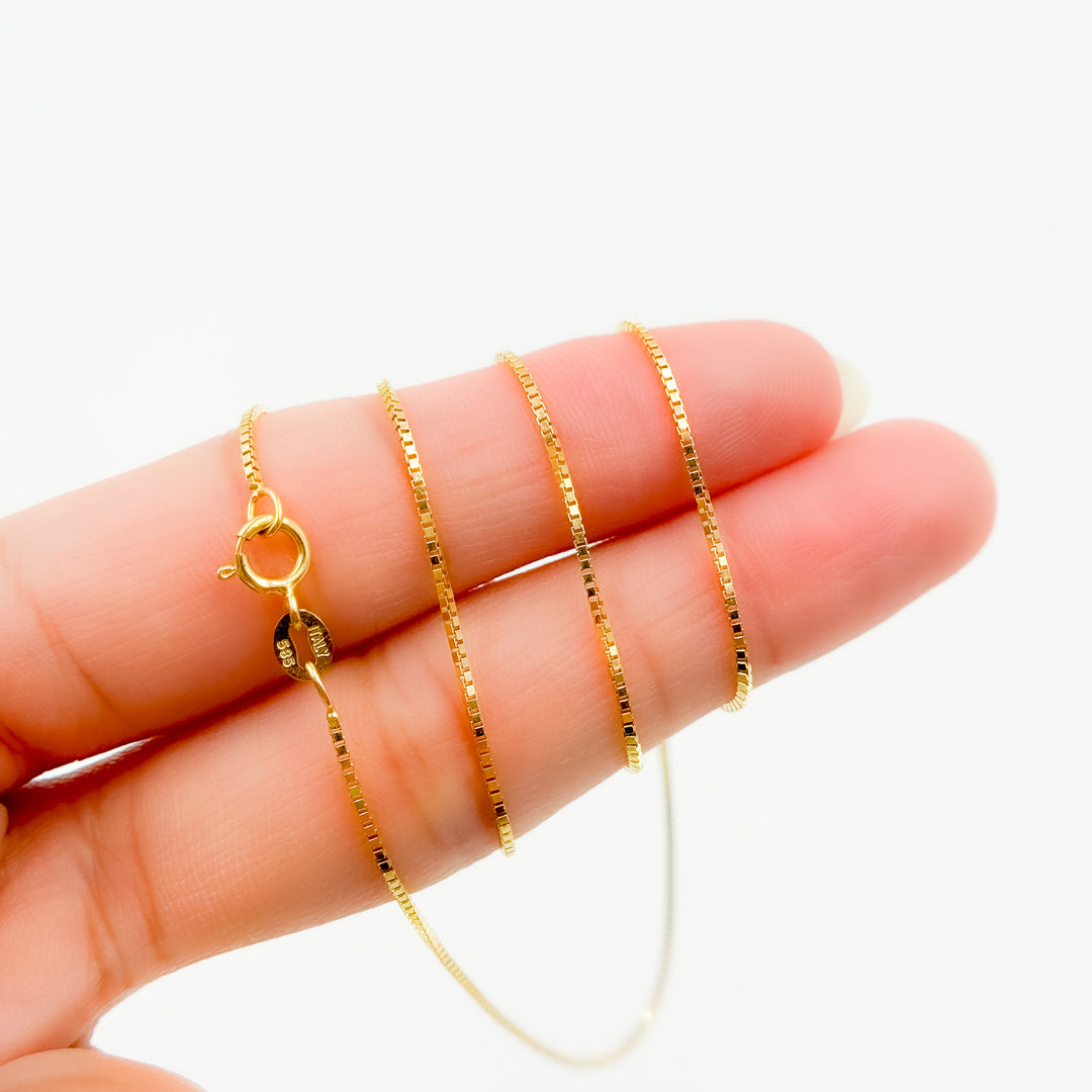 058VED. 14K Solid Gold Link Box Chain