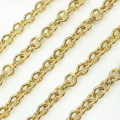 Gold Plated Sterling Silver Hollow Round Link Chain