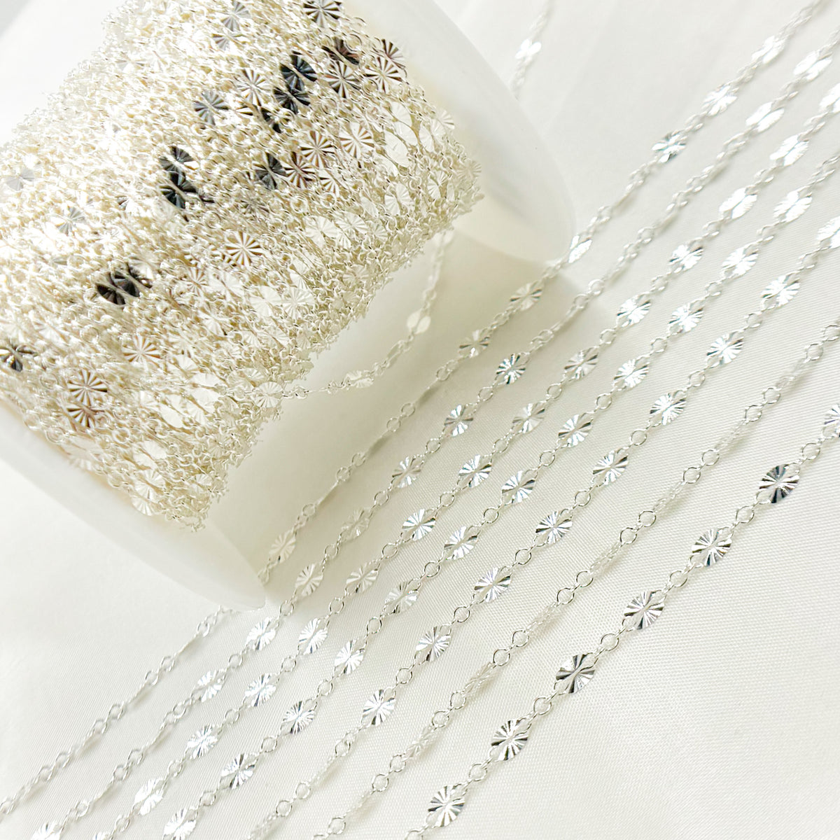 Sterling Silver Diamond Cut Marina Link Chain