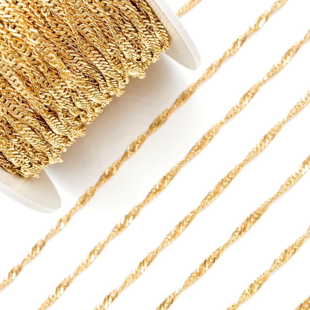 V318GF. 14K Gold Filled Twisted Singapore Unfinished Chain
