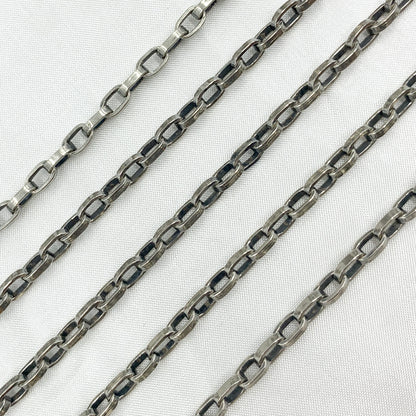 Oxidized Sterling Silver Flat Box Chain