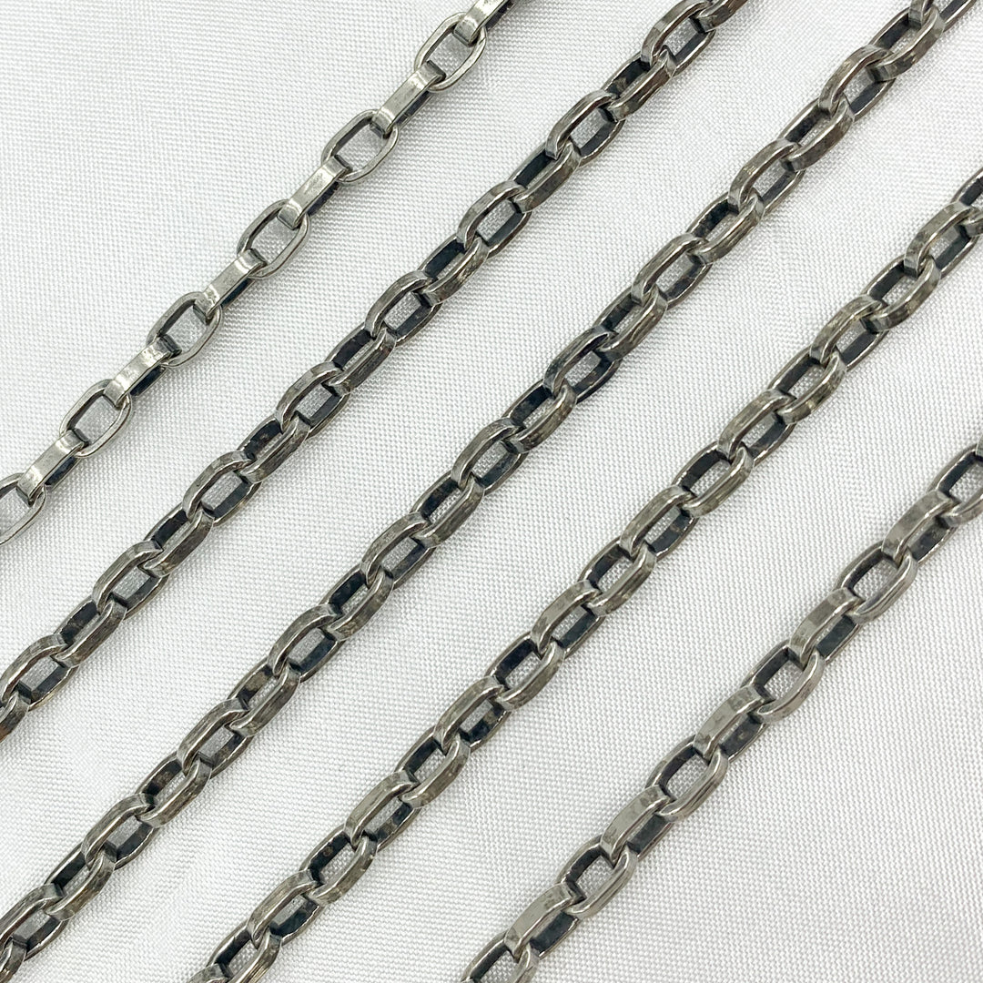 642506OX. Oxidized Sterling Silver Flat Box Chain