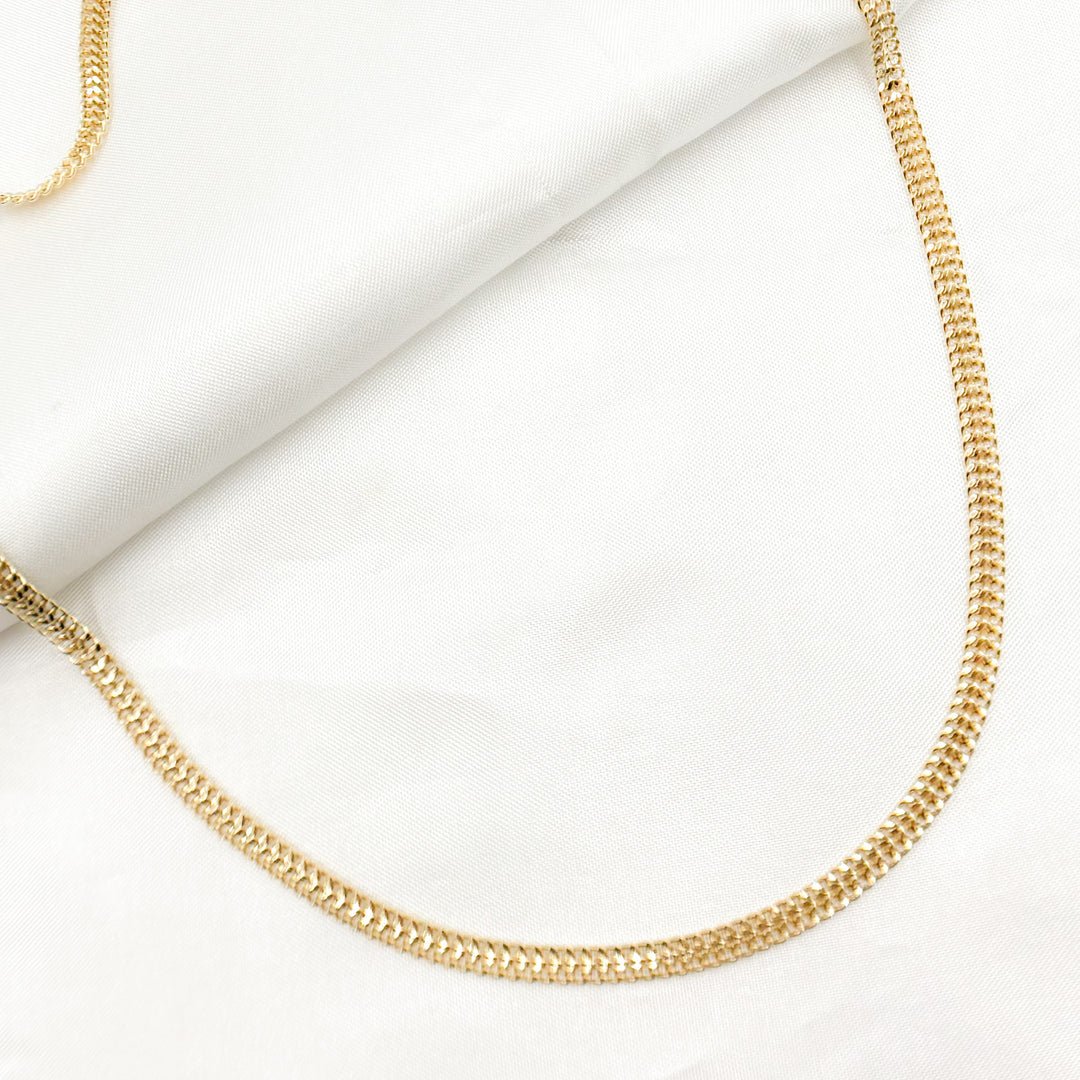 050HARWA1L136. 14K Solid Gold Flat Curb Chain