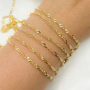 14K Solid Yellow Gold Wheat Chain
