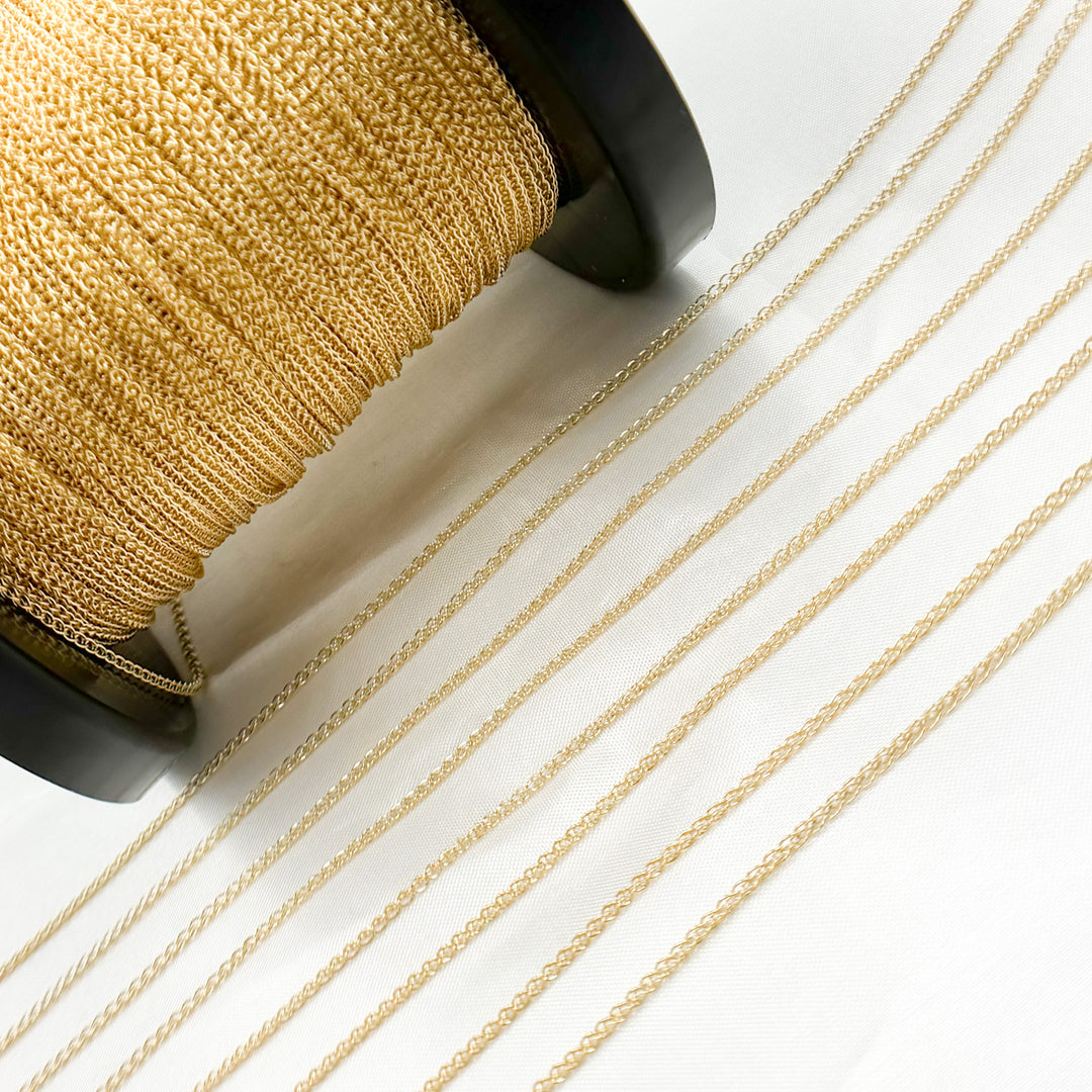 025SPLLGBYFT. 14K Solid Gold Wheat Chain