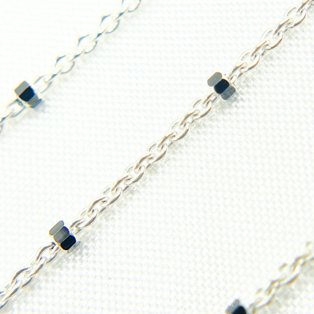 terling Silver Satellite Black Cube Chain