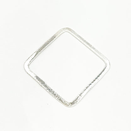  White Sterling Silver Brushed Square Connector