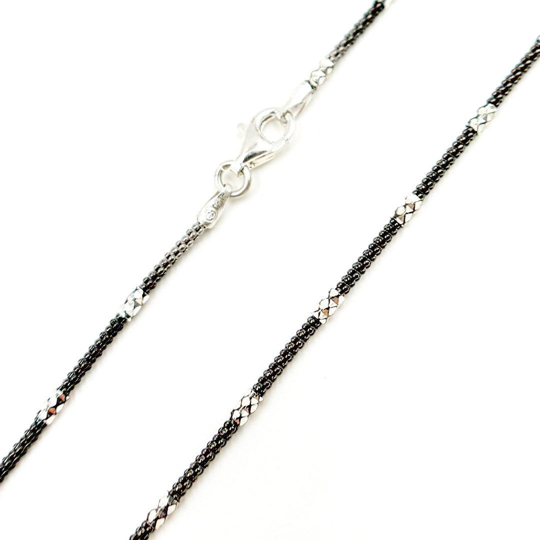 Black Rhodium Sterling Silver Popcorn Satellite Necklace
