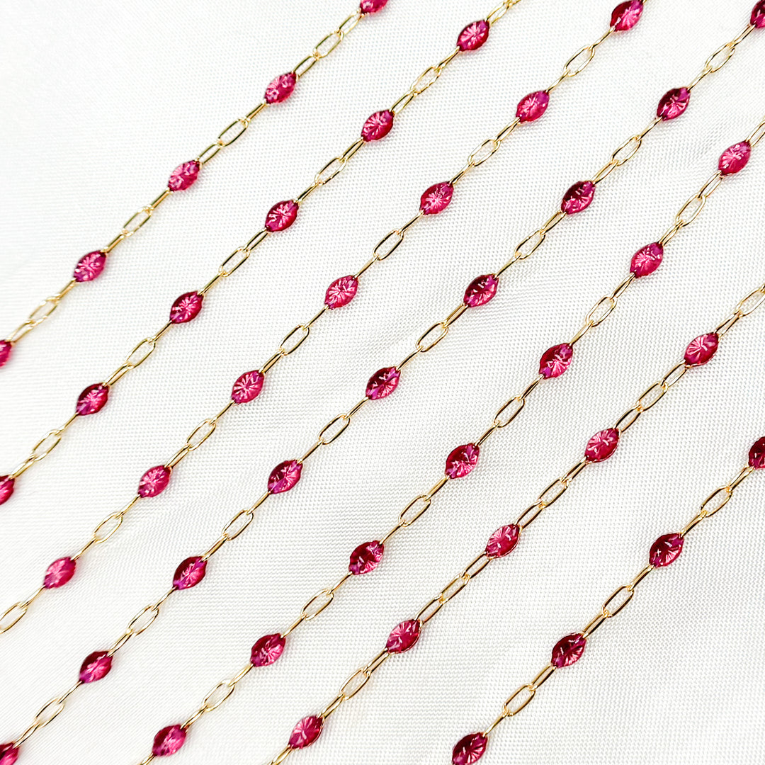 V250GF. Gold Filled Wine Color Enamel Chain