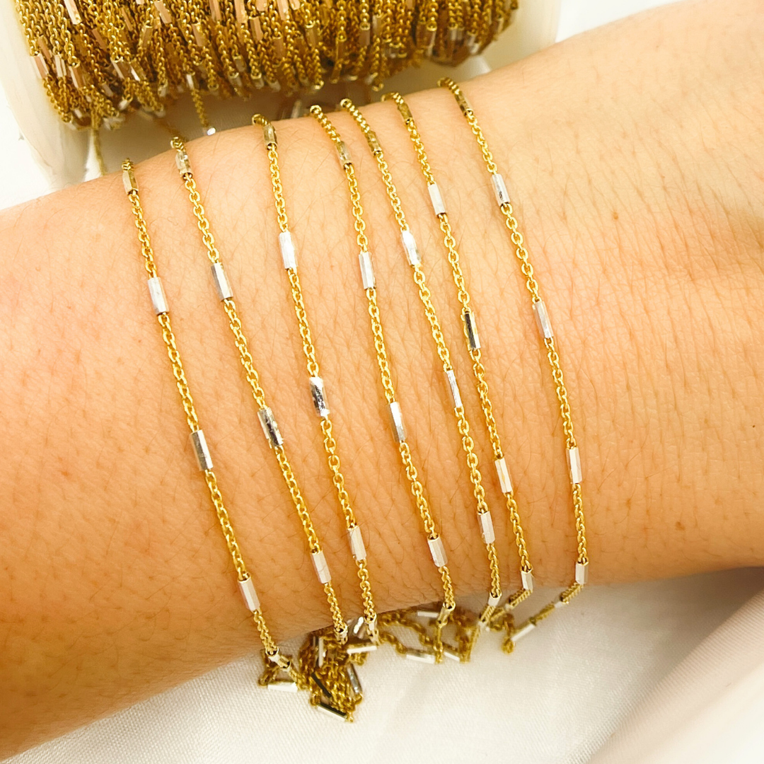 Sterling Silver Gold Plated Chain With Silver Tube