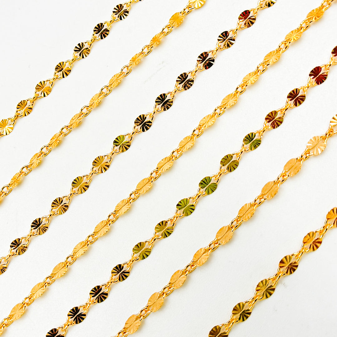 V299GF. 14k Gold Filled Diamond Cut Marina Link Chain