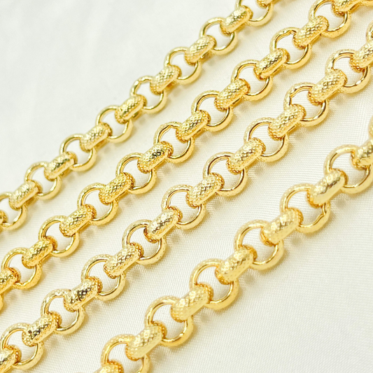 Plated 925 Sterling Silver Textured Round Link Chain