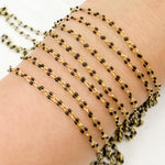 Load image into Gallery viewer, Gold Plated Enamel 925 Sterling Silver Black Enamel Chain. V245BKGP
