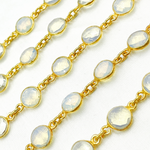 Load image into Gallery viewer, Opalite Round Shape Bezel Gold Plated Wire Chain. OPA3
