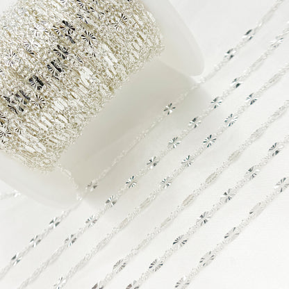 Sterling Silver Diamond Cut Marina Link Chain
