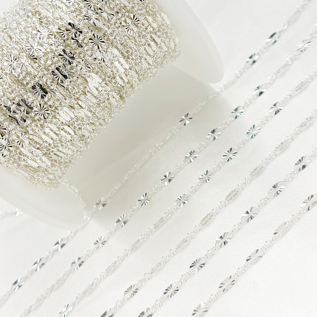 Sterling Silver Diamond Cut Marina Link Chain