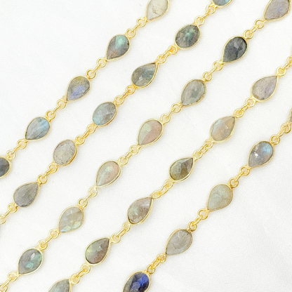 Labradorite Pear Shape Bezel Chain.