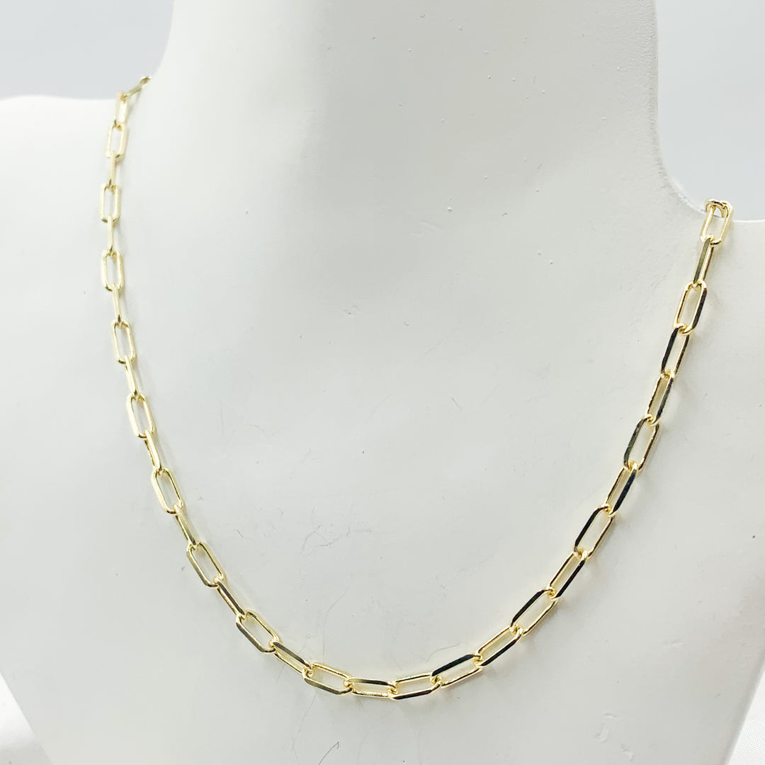 14K Solid Yellow Gold Diamond Cut Paperclip Necklace. 050FLCL2T5Necklace