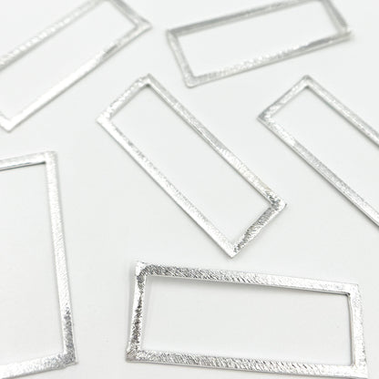 White Sterling Silver Brushed Rectangle Connector