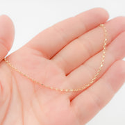 14k Solid Yellow Gold Diamond Cut Oval Link Necklace