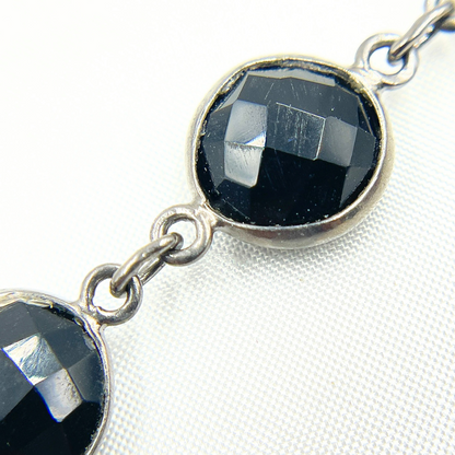 Black Spinel Round Shape Bezel Oxidized Wire Chain.