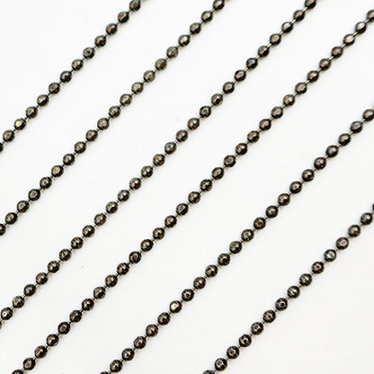 Black Rhodium Sterling Silver Diamond Cut Ball Chain