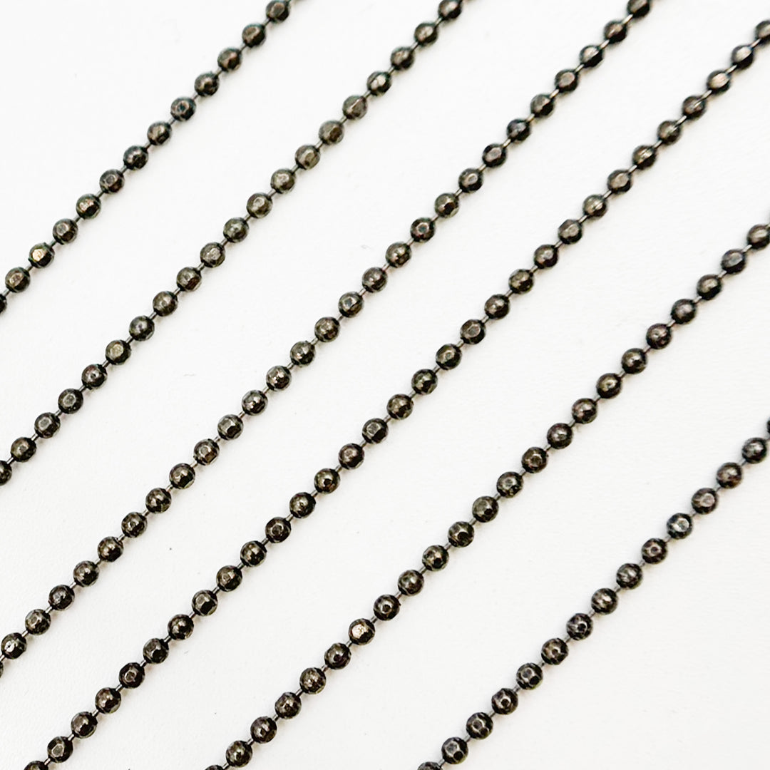 V113BR. Black Rhodium Sterling Silver Diamond Cut Ball Chain