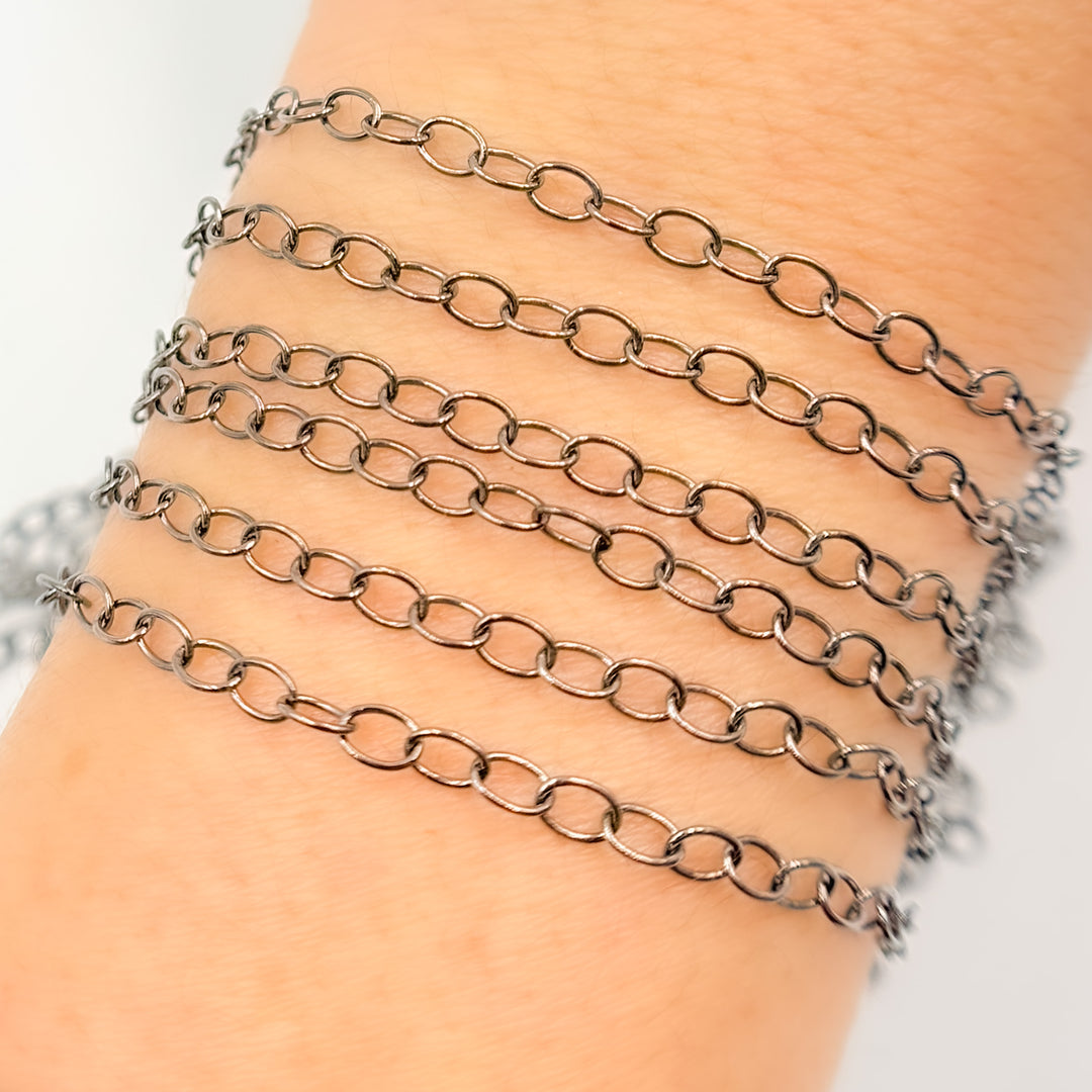 Black Rhodium Sterling Silver Rolo Chain