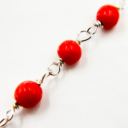 Coral Sterling Silver Wire Chain