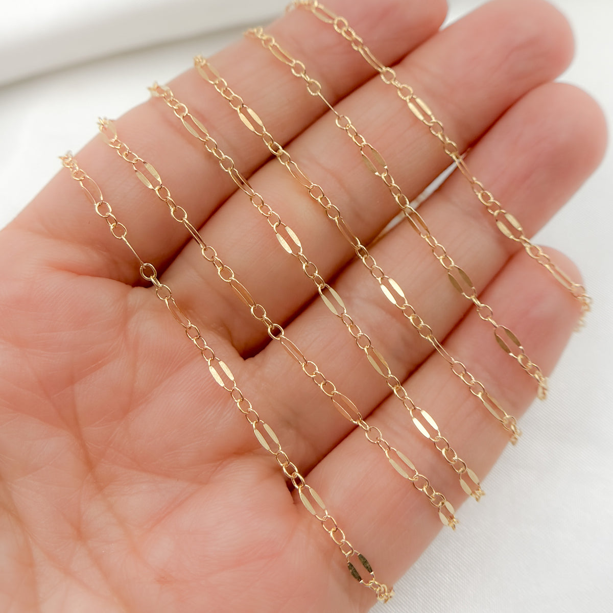 14K Gold-Filled Flat Marina and Cable Links Chain