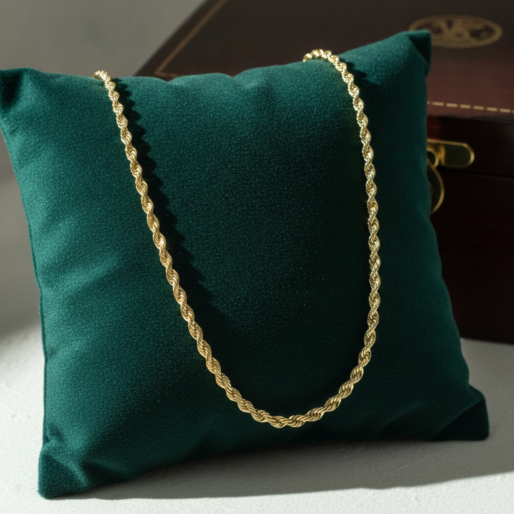040CRDLG. 14K Solid Yellow Gold Rope Chain