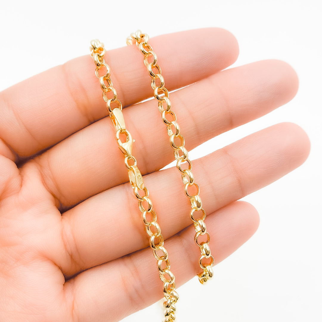 140HVR0194001. 14K Yellow Gold Round Rolo Chain – Lightweight Hollow Link Necklace