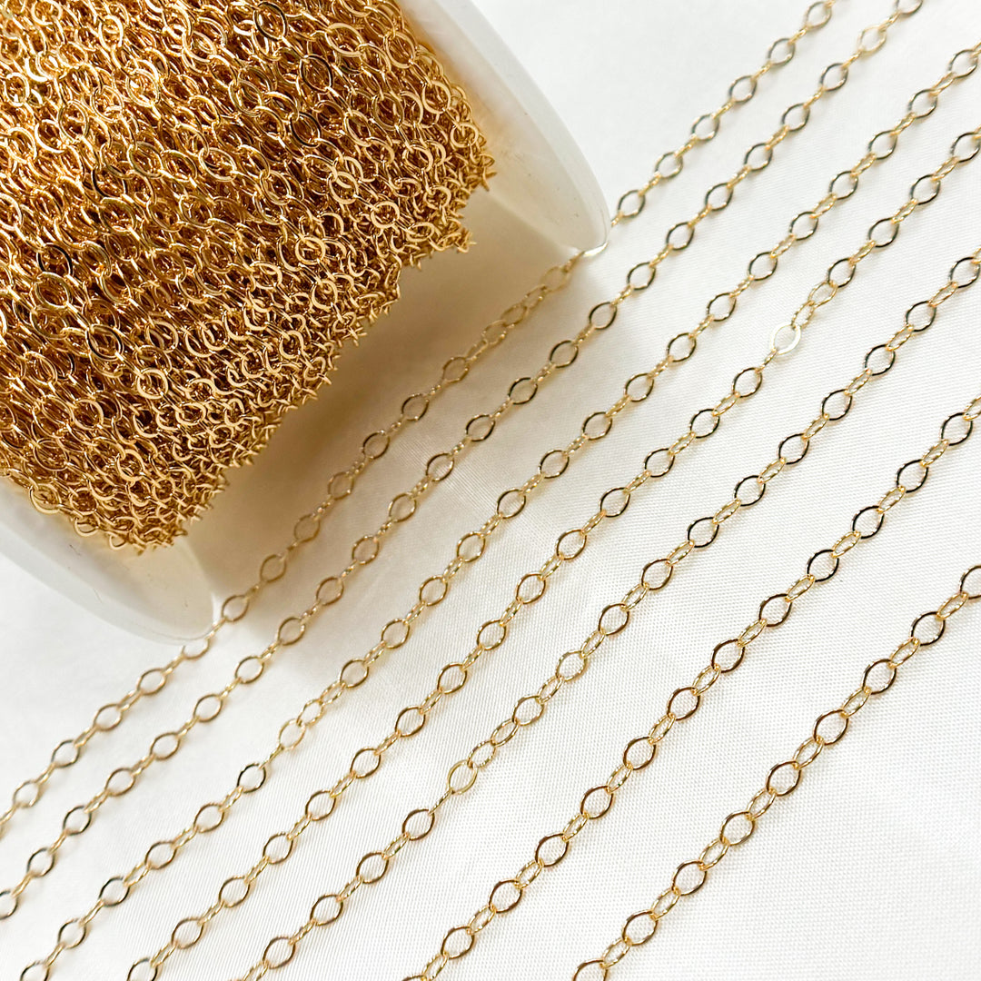 14K Gold Filled Oval Flat Link Chain. 1808FGF