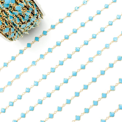 V315ENGF. 14K Gold Filled Enamel Clover Link Chains
