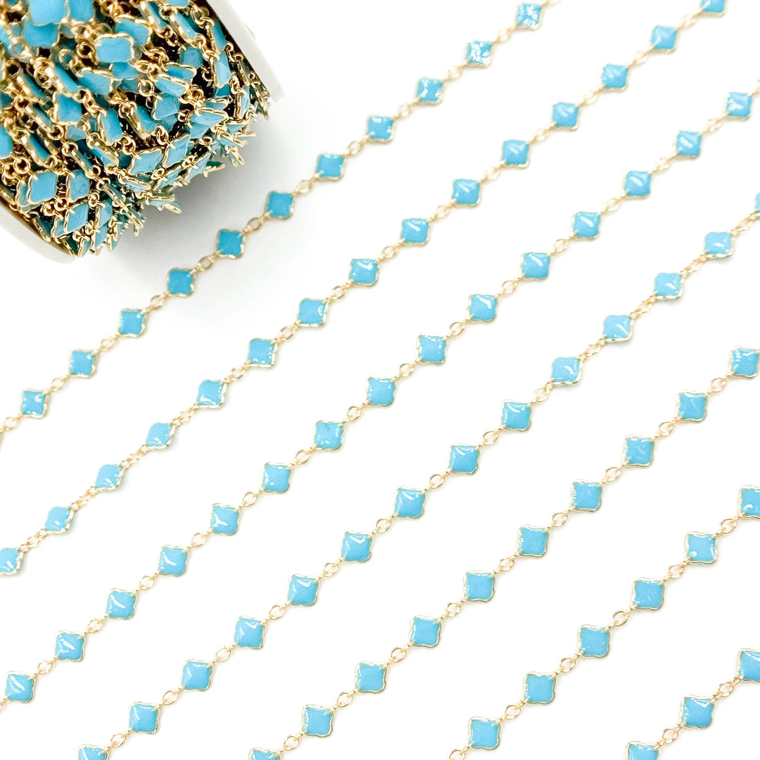 V315ENGF. 14K Gold Filled Enamel Clover Link Chains