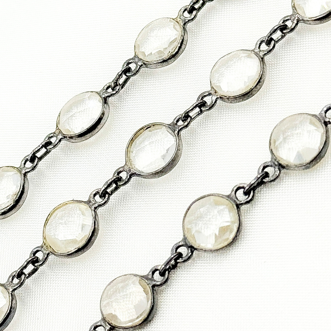 Crystal Round Shape Bezel Oxidized Wire Chain