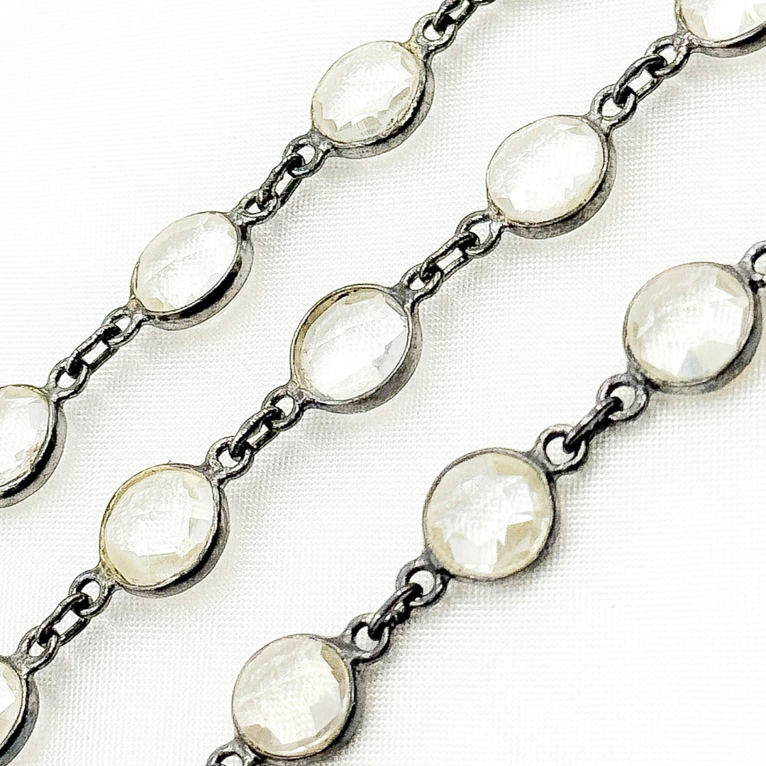 Crystal Round Shape Bezel Oxidized Wire Chain. CR1