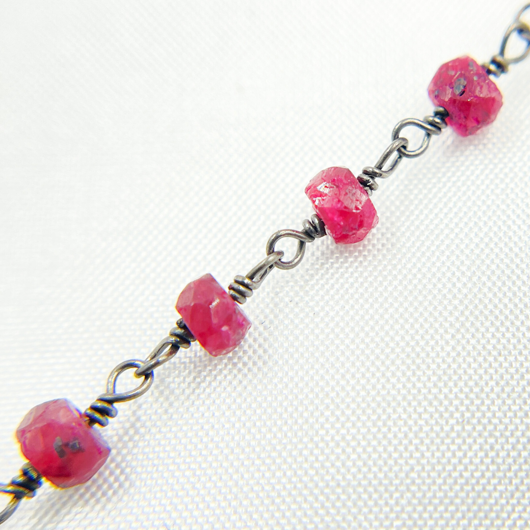 Dyed Ruby Oxidized Wire Chain.