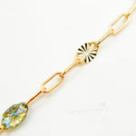 Load image into Gallery viewer, V295OP3GF. 14K Gold Filled Green Shade Opal Enamel Chain with Paperclip and Diamond Cut Marina Links