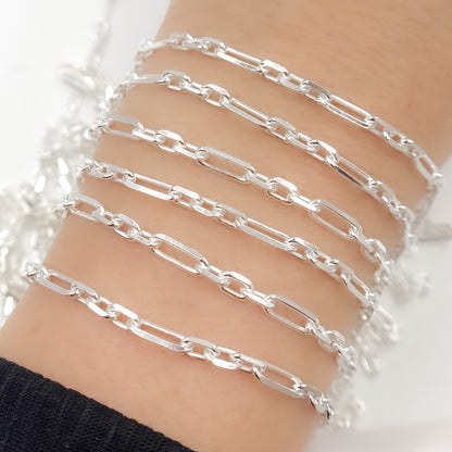 Sterling Silver Diamond Cut Paperclip Chain