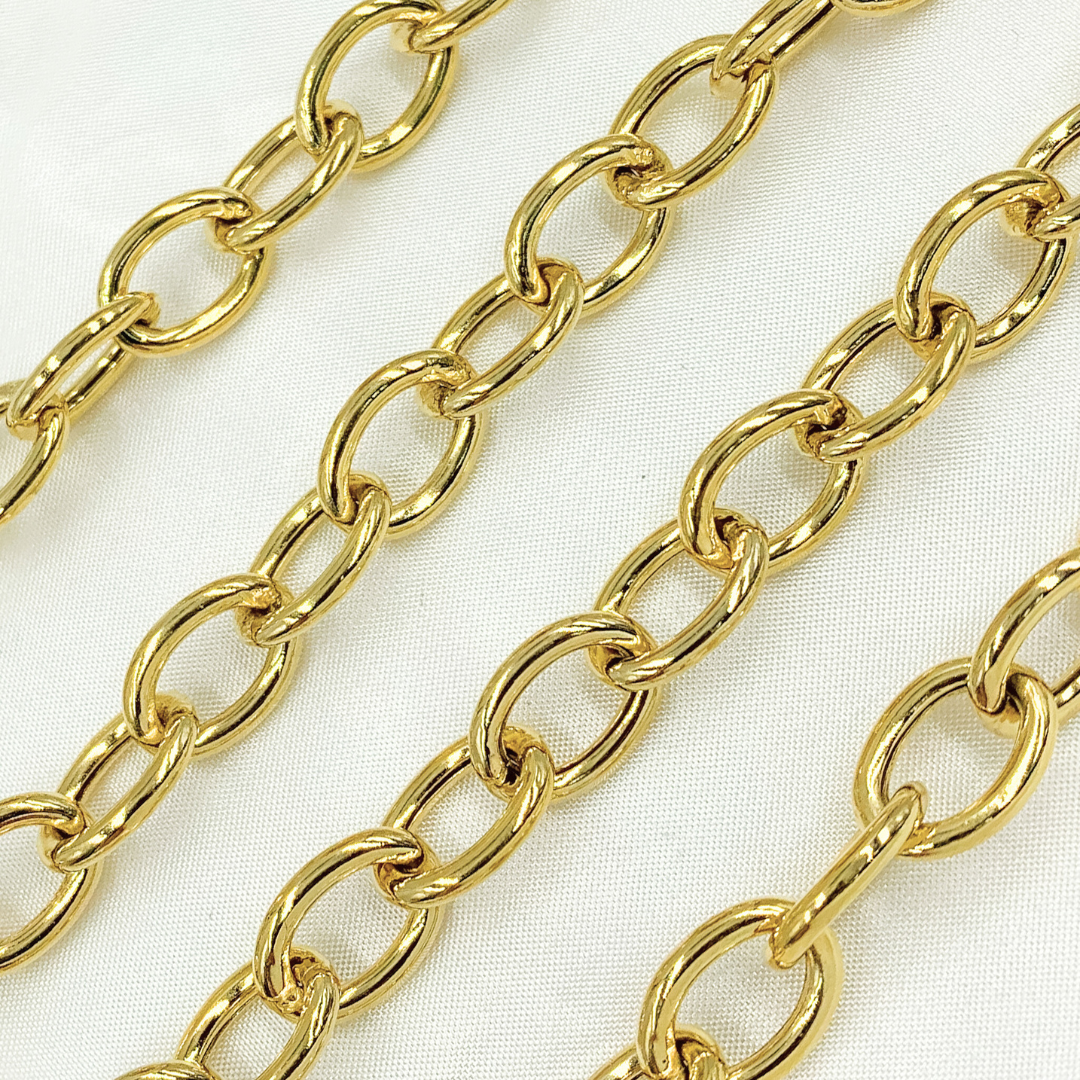 Y100GP. Gold Plated 925 Sterling Silver Smooth Oval Link Chain