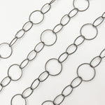 Load image into Gallery viewer, Black Rhodium Sterling Silver Diamond Cut Round and Oval Link Chain