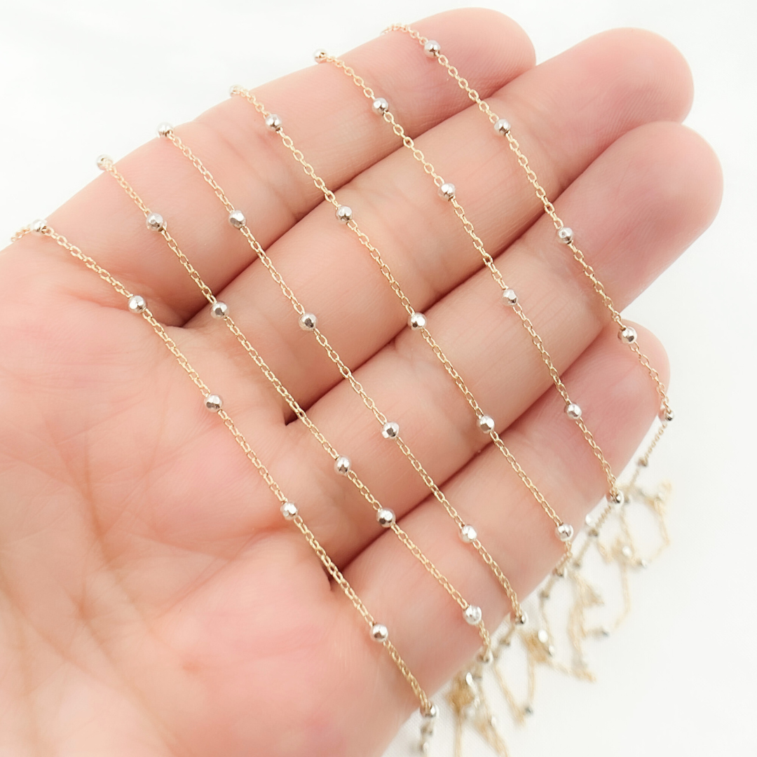 14k Gold Filled with 925 Sterling Silver Beads Satellite Chain