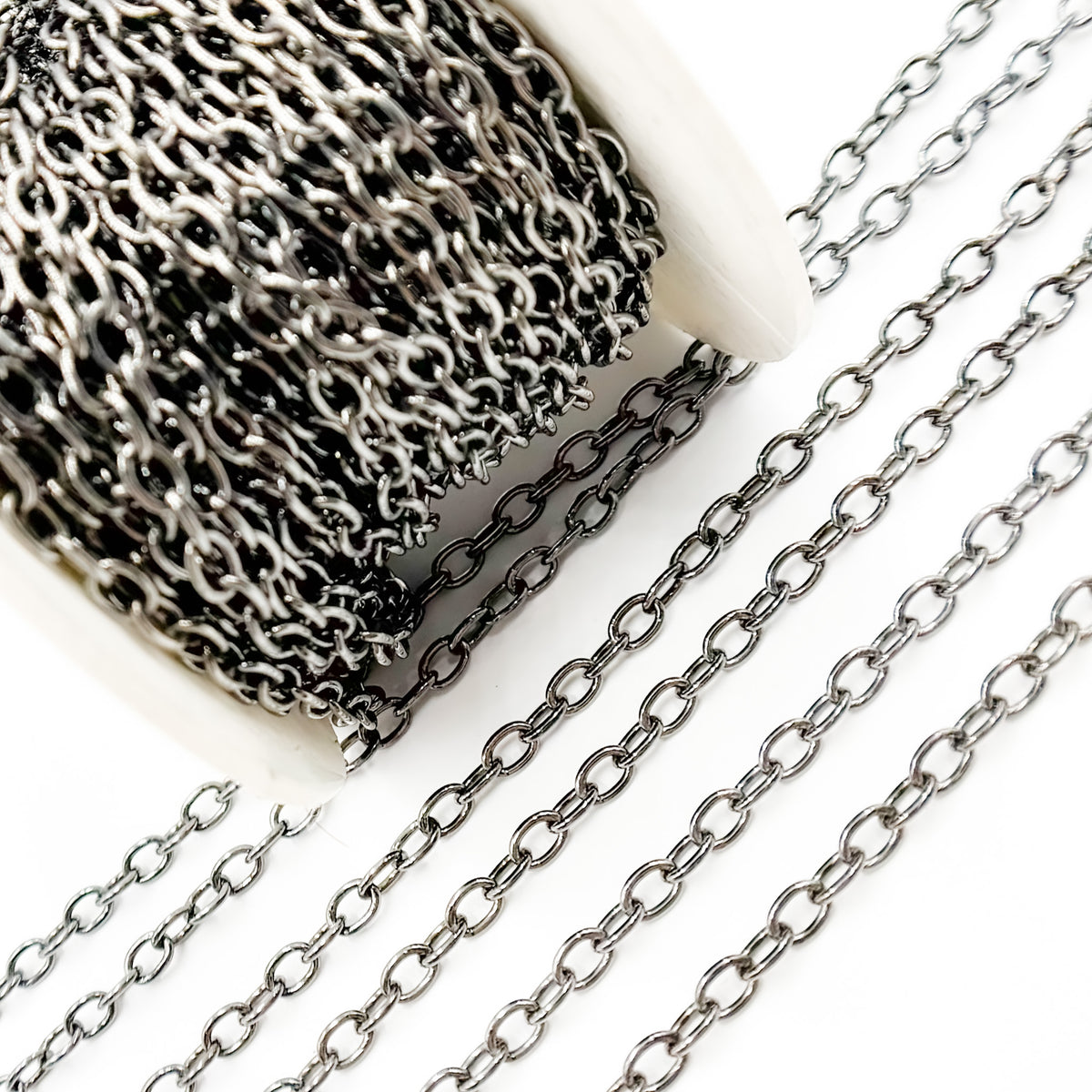 Black Rhodium Sterling Silver Black Rhodium Cable Chain
