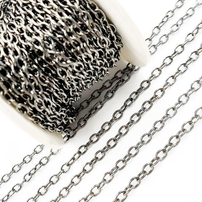 Black Rhodium Sterling Silver Black Rhodium Cable Chain